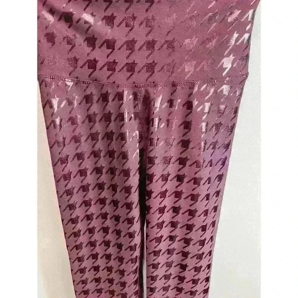 NWT Peloton Women's XS Show Up Houndstooth Leggings Purple Metallic High Rise - Picture 4 of 8